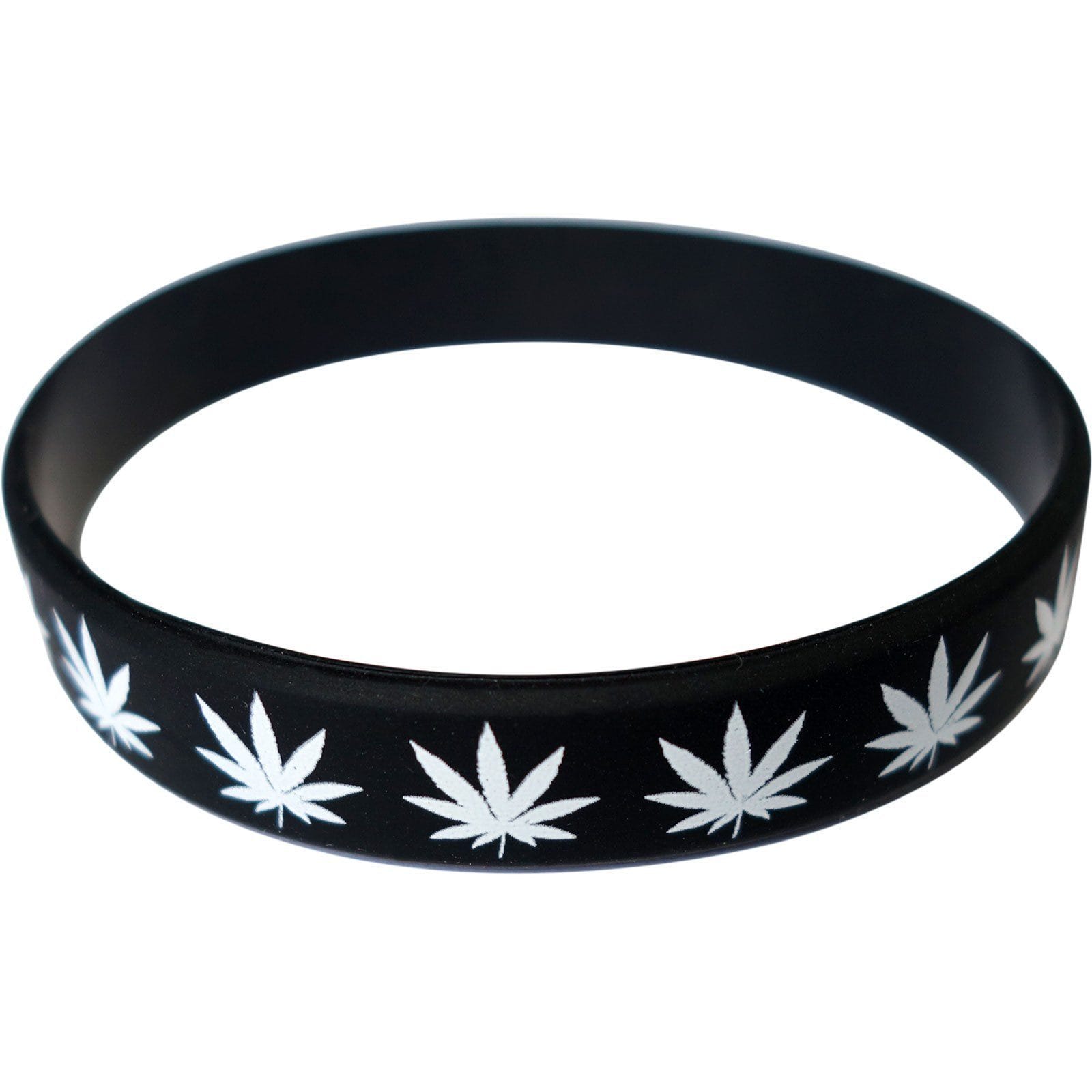 Rubber Bracelet Silicone Wristband Cannabis Bangle Mens Womens Hippie Jewellery