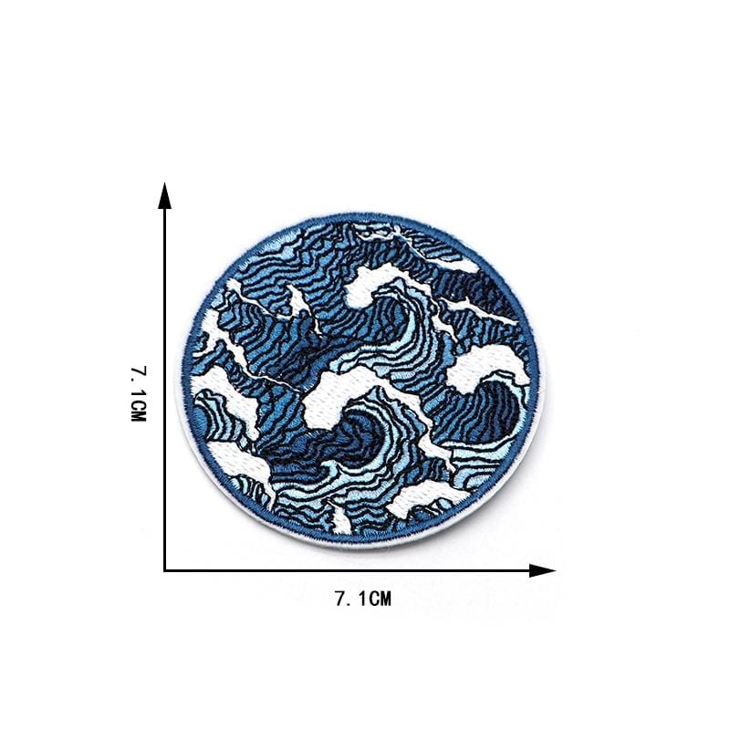 Sea Waves Patch Iron On Sew On Patch Embroidered Badge Embroidery Applique Motif