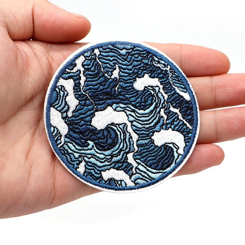 Sea Waves Patch Iron On Sew On Patch Embroidered Badge Embroidery Applique Motif