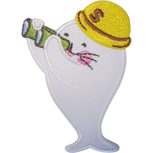 Seal Patch Iron Sew On Clothes Bag White Embroidery Applique Embroidered Badge