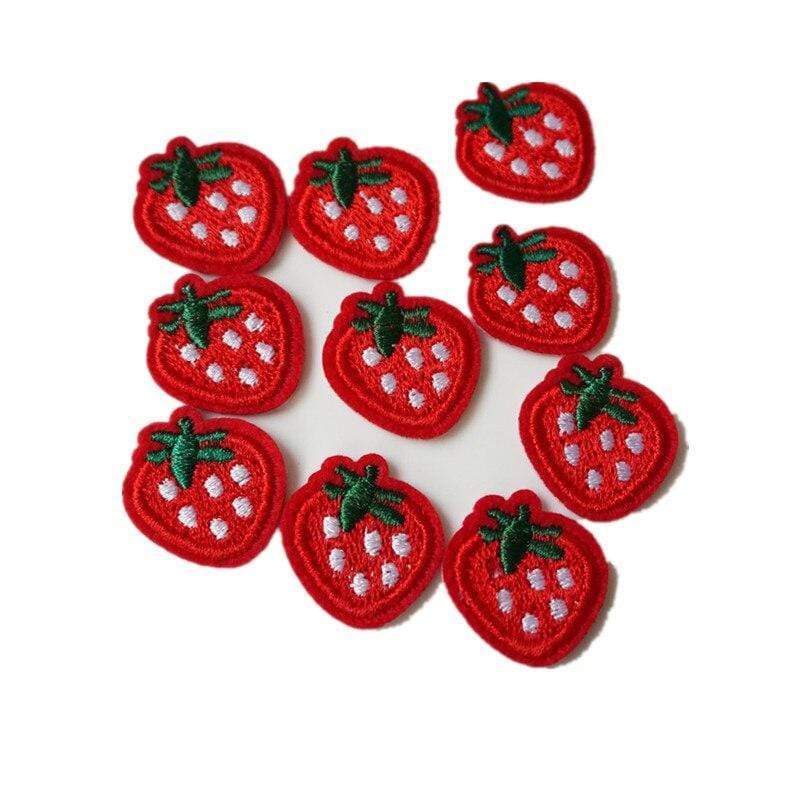 Set of 10 Small Strawberry Iron On Patches Sew On Patches Embroidered Badges Embroidery Appliques Motifs