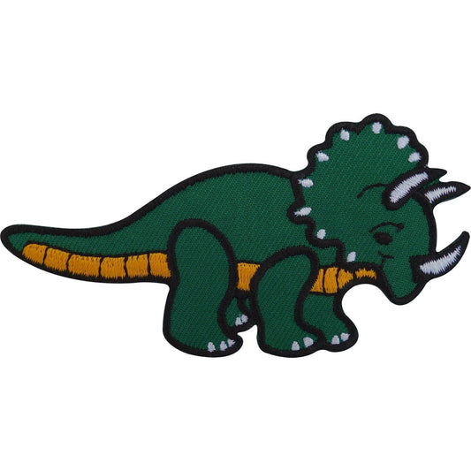 Sew On Patch / Iron On Dinosaur Badge Embroidered Triceratops for Clothes Jeans