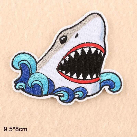 Shark Iron On Patch Sew On Patch Embroidered Badge Embroidery Applique Motif