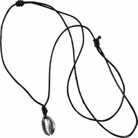 Shiny Silver Colour Shell Pendant Necklace Cord Chain Mens Womens Surf Jewellery