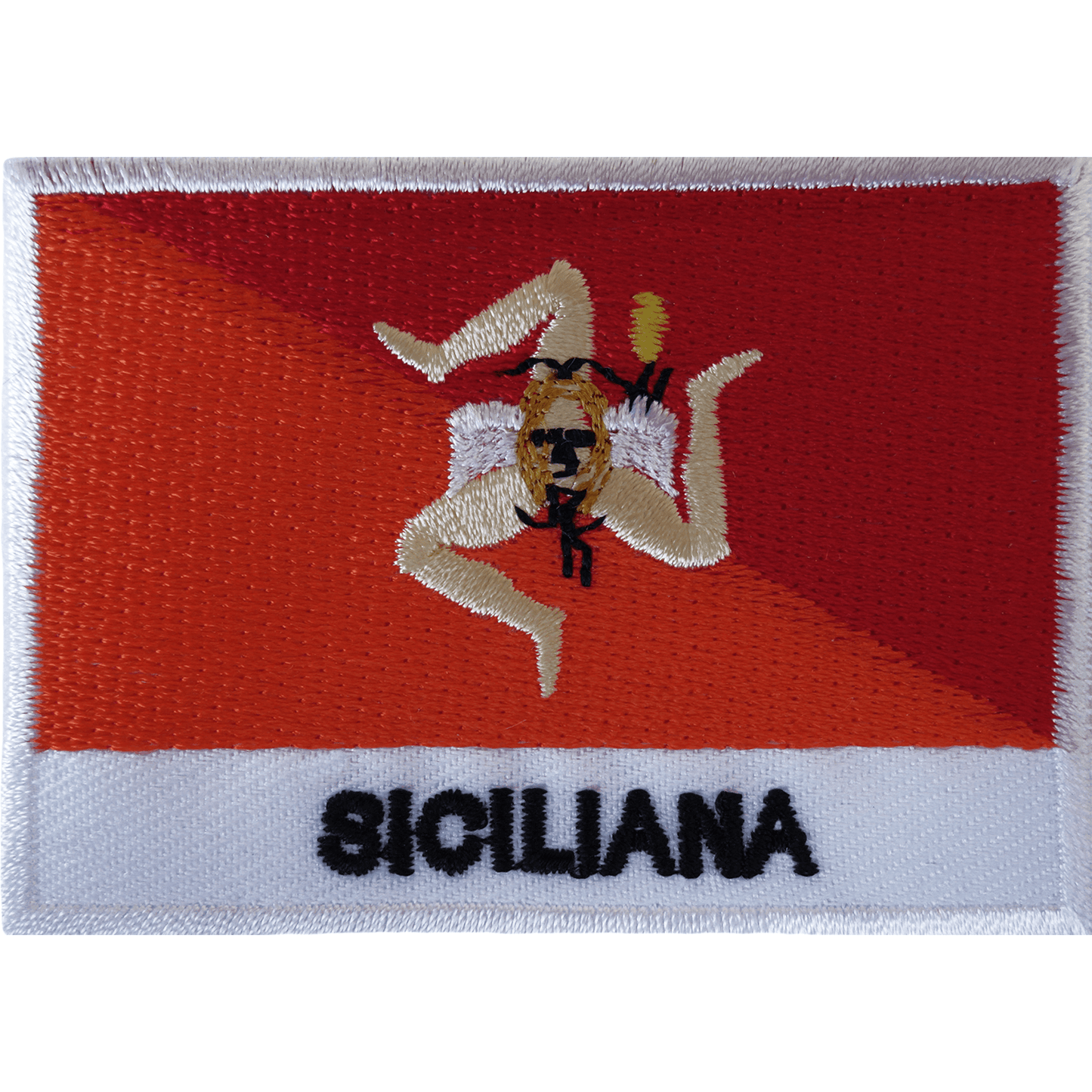 Sicily Flag Iron On Patch Sew On Cloth Siciliana Italy Italian Embroidered Badge