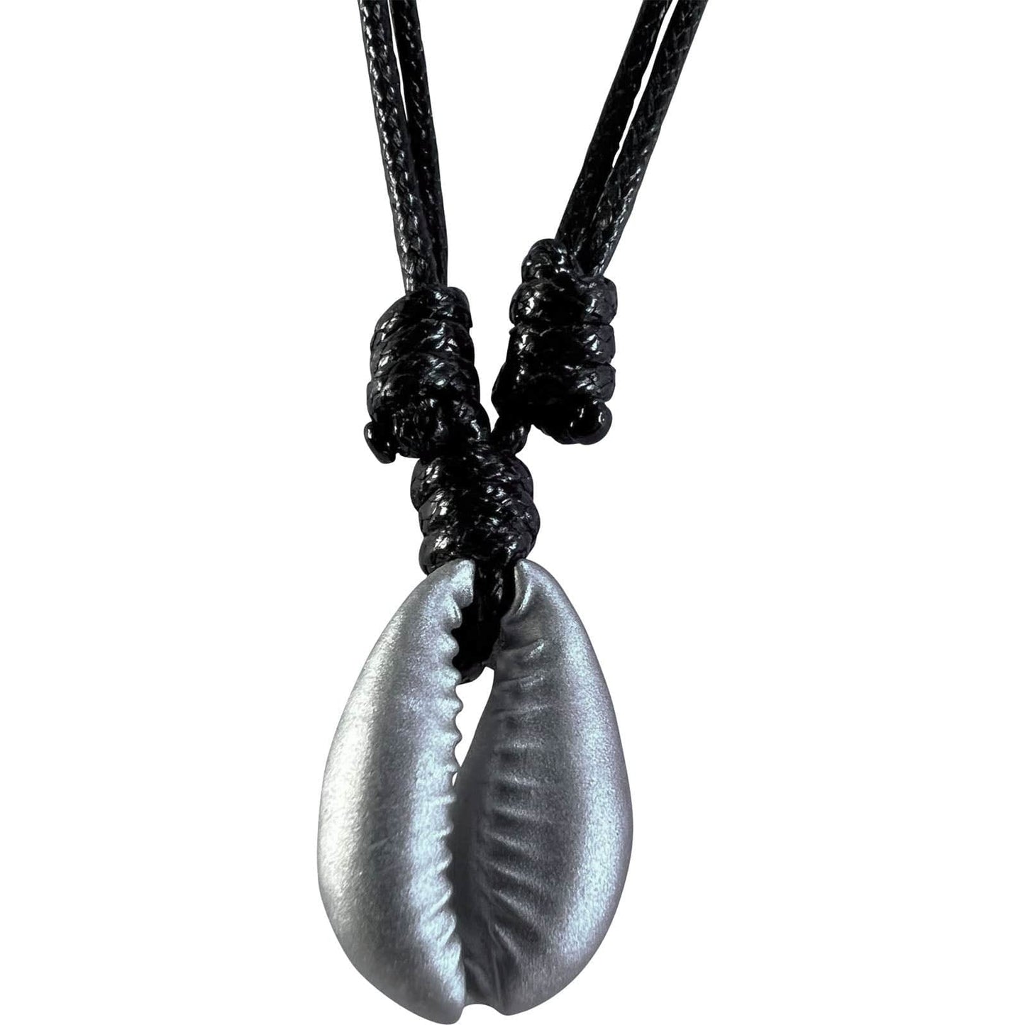 Silver Colour Shell Pendant Necklace Black Cord Chain Man Woman Boy Girl Jewelry