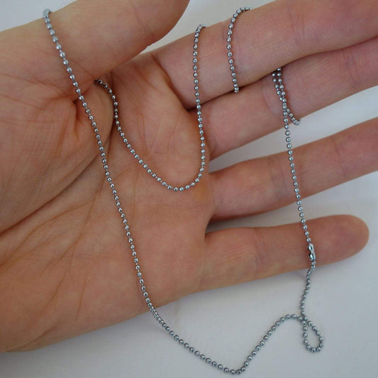 Silver Colour Steel Chain Metal Necklace Mens Womens Ladies Girls Boys Childrens