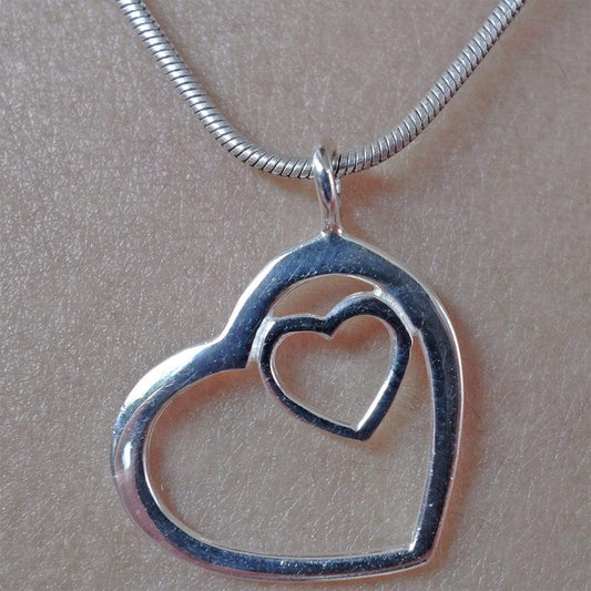 Silver Heart Necklace Pendant Chain 925 Sterling Jewellery Womens Girls Ladies