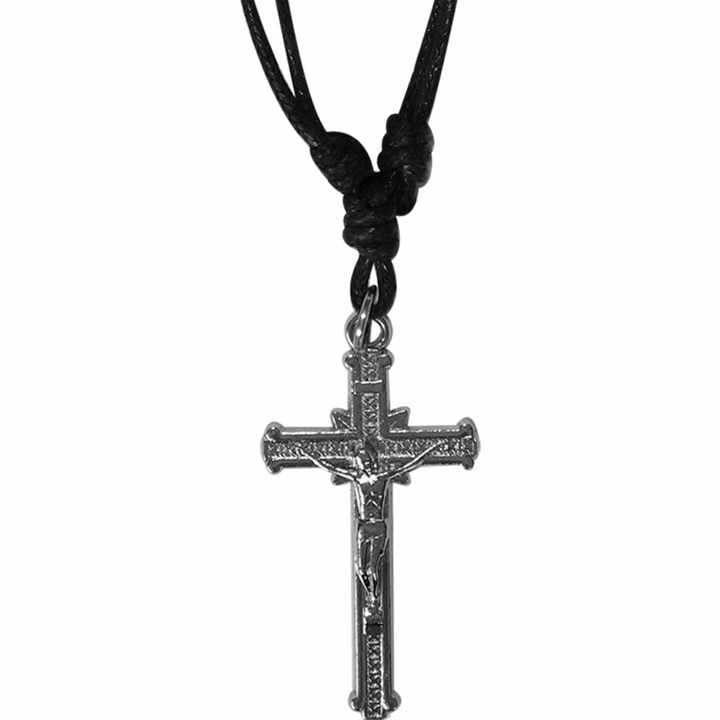 Silver Metal Jesus Cross Pendant Chain Necklace Mens Womens Boys Girls Jewellery