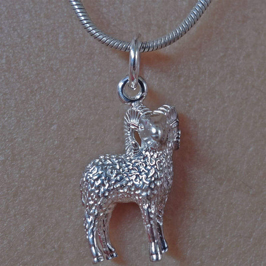 Silver Sheep Necklace Pendant Chain 925 Sterling Jewelry Goat Ram Chinese Zodiac
