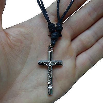 Silver Tone Cross Pendant Chain Necklace Choker Charm For Men Women Boys Girls