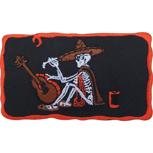 Skeleton Patch Badge Iron Sew On Embroidered Cowboy Hat Poncho Guitar Beer Moon