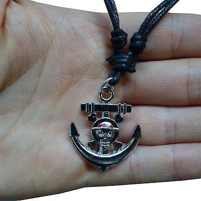 Skull and Crossbones Anchor Pirate Pendant Chain Necklace Fancy Dress Mens Boys Skull and Crossbones Anchor Pirate Pendant Chain Necklace Fancy Dress Mens Boys