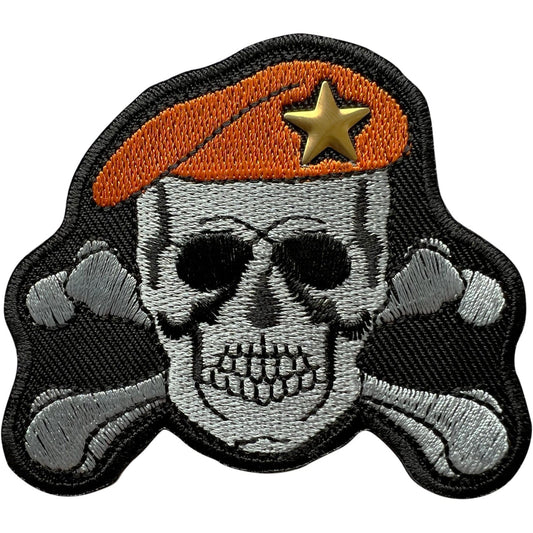 Skull and Crossbones Beret Star Patch Iron Sew On Jeans Jacket Embroidered Badge