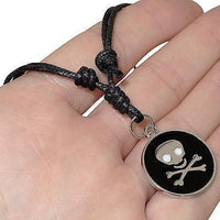 Skull and Crossbones Pendant Chain Necklace Men Pirate Fancy Dress Silver Colour