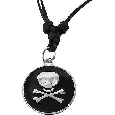 Skull and Crossbones Pendant Chain Necklace Men Pirate Fancy Dress Silver Colour