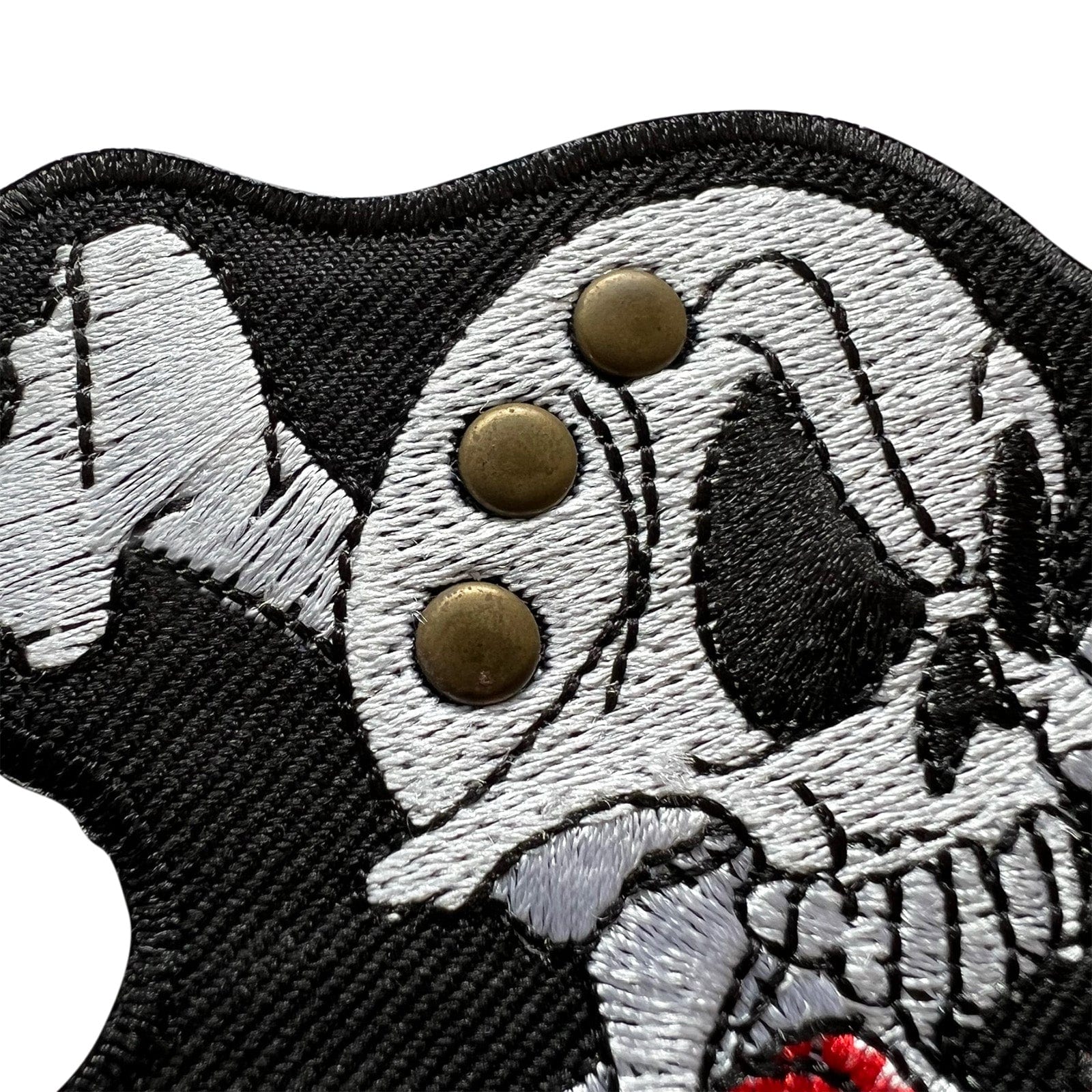 Skull and Crossbones Studded Patch Iron On Sew On Clothes Bag Embroidered Badge