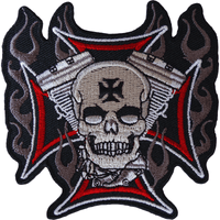 Skull Cross Patch Iron Sew On Cloth Embroidered Badge Motorbike Motorcycle Biker