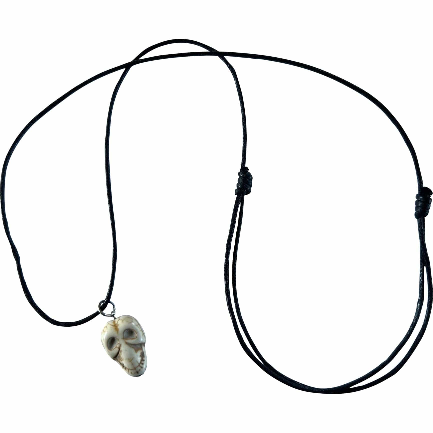 Skull Pendant Necklace Black Cord Chain Womens Mens Kids Girls Boys Jewellery