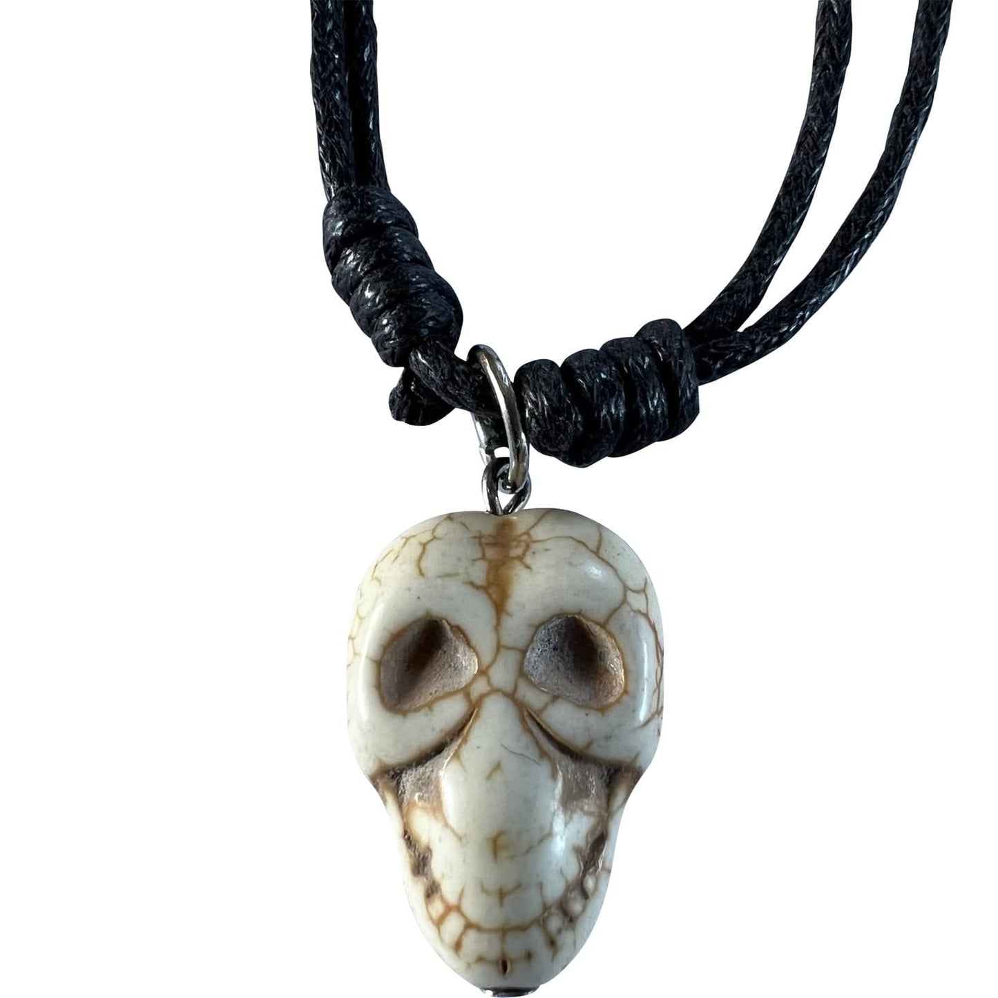 Skull Pendant Necklace Black Cord Chain Womens Mens Kids Girls Boys Jewellery