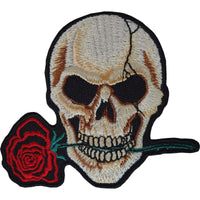 Skull Red Rose Flower Patch Embroidered Biker Badge Iron Sew On Clothes Jacket