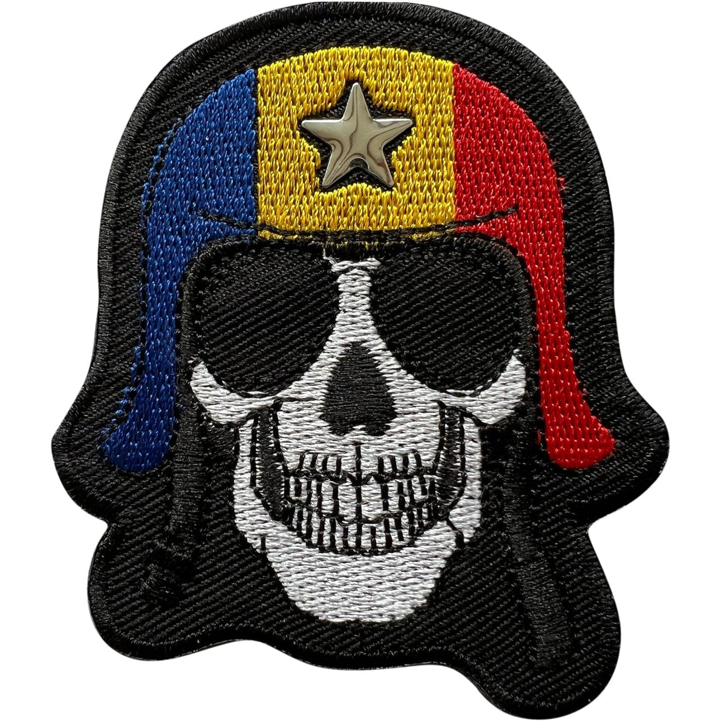 Skull Star Romania Flag Motorcycle Motorbike Helmet Patch Iron Sew On Applique