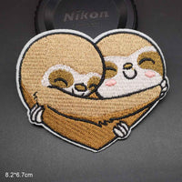 Sloths Hugging Heart Shape Iron On Patch Sew On Patch Embroidered Badge Embroidery Applique Motif
