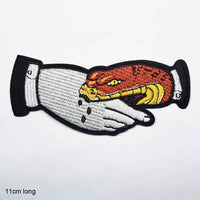 Snake Biting Hand Trust No One Iron On Patch Sew On Patch Embroidered Badge Embroidery Applique Motif