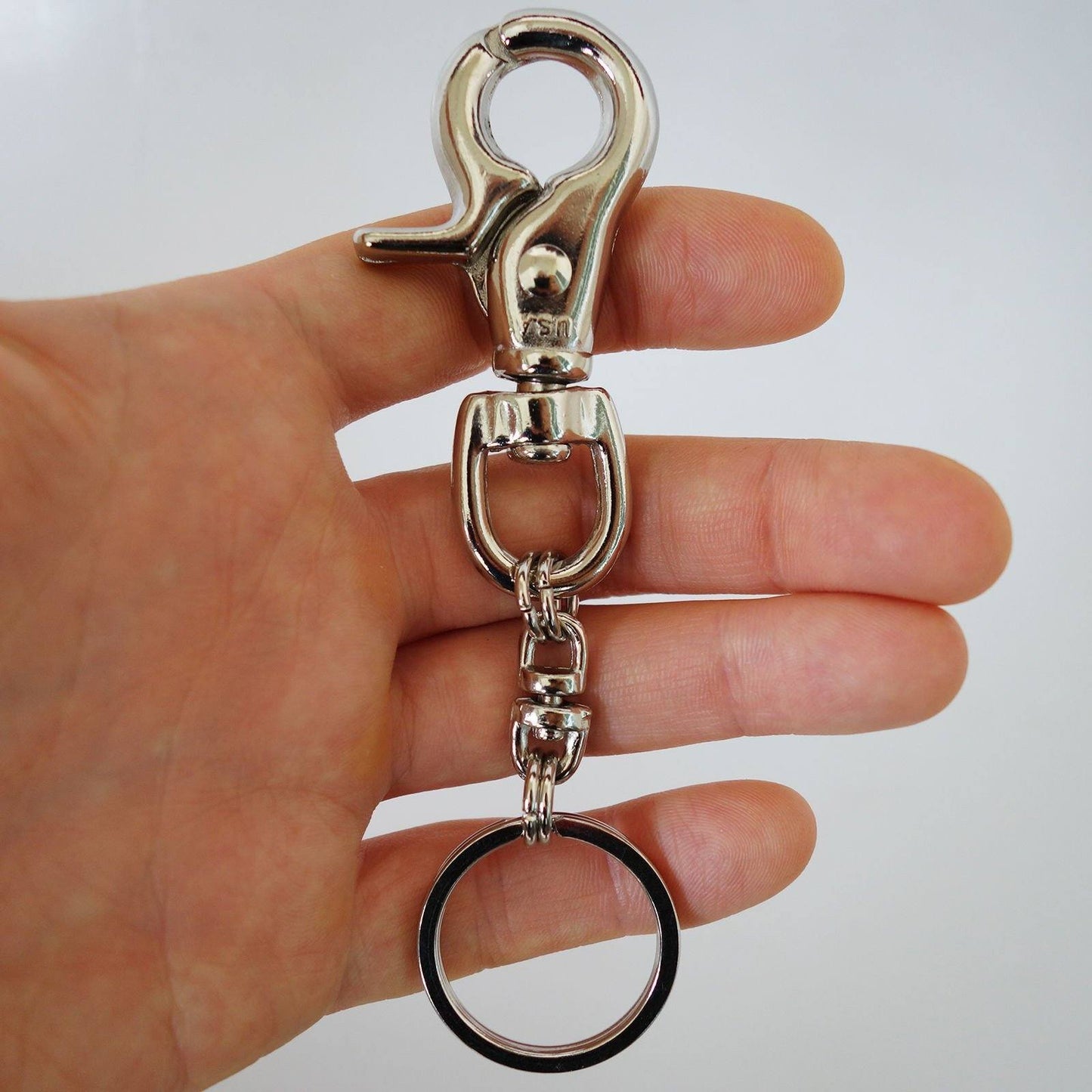 Solid Metal Keyring Keychain Key Holder Ring Chain Trousers Belt Dog Lead Clip Solid Metal Keyring Keychain Key Holder Ring Chain Trousers Belt Dog Lead Clip