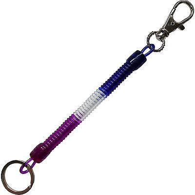 Spring Coil Spiral Stretchy Retractable Keychain Key Chain Fob Keyring Childrens