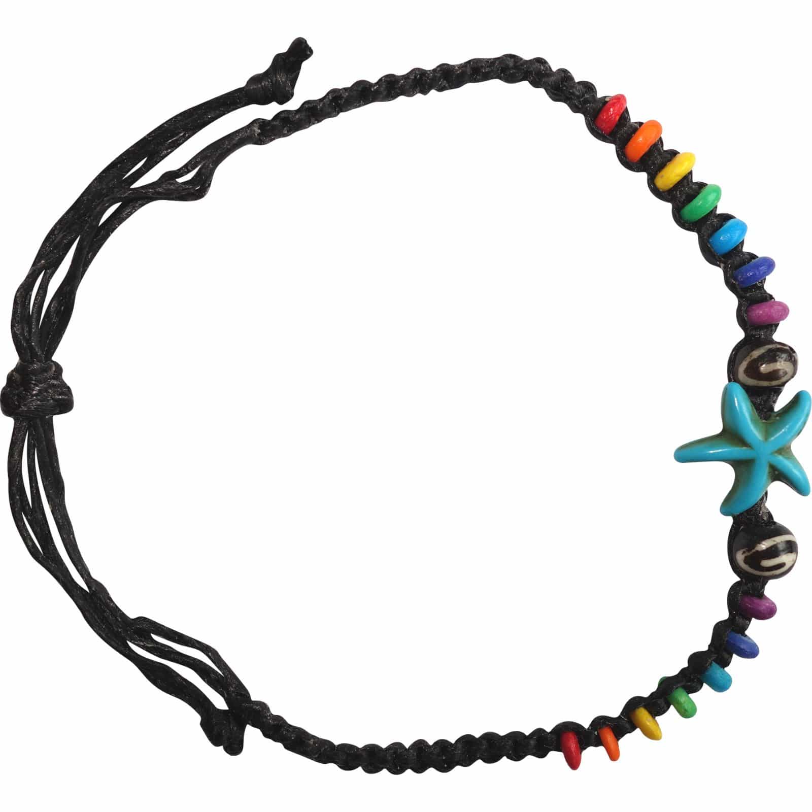 Starfish Bracelet Rainbow Wristband Bead Bangle Mens Womens Boys Girls Jewellery