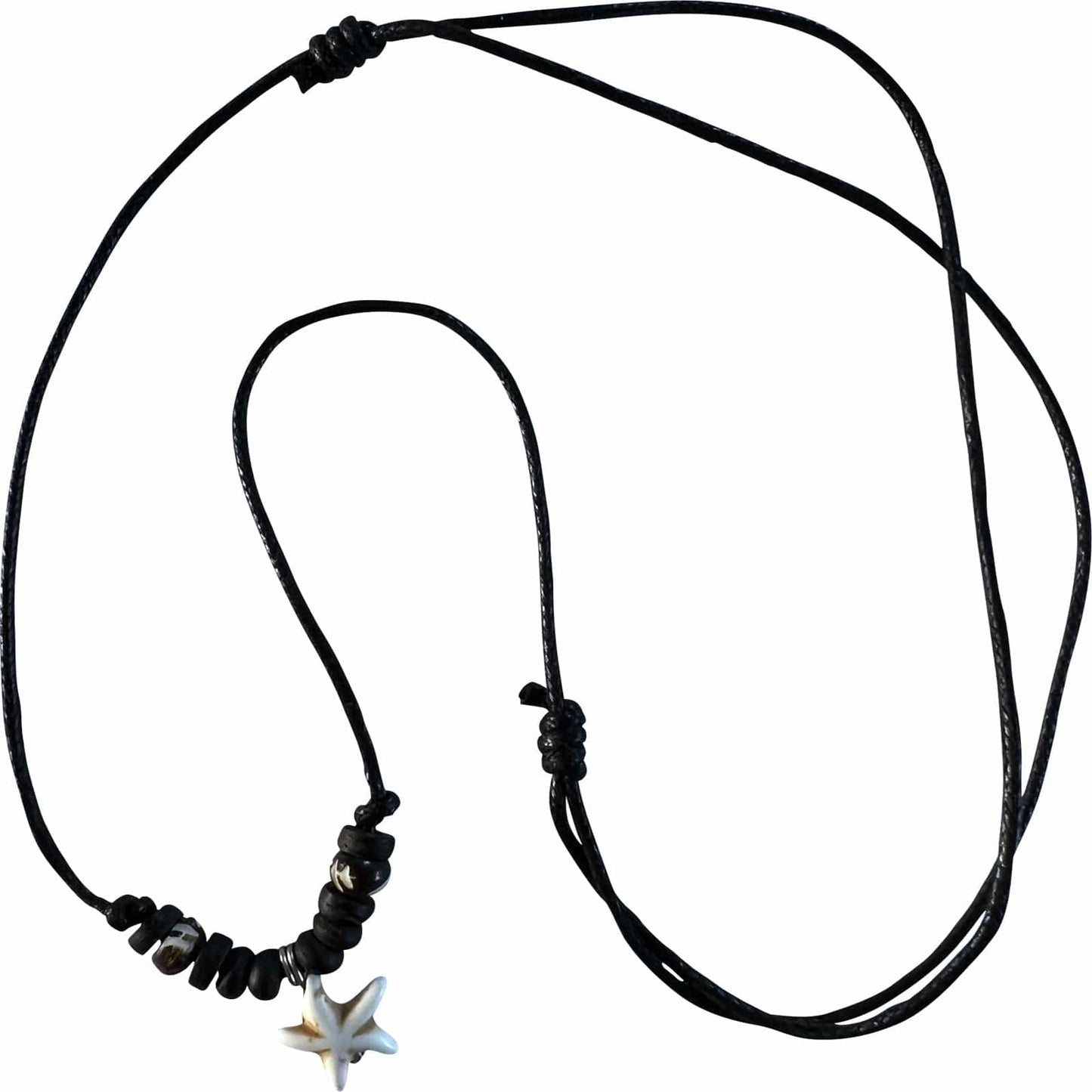 Starfish Pendant Necklace Black Cord Bead Chain Womens Mens Girls Boys Jewellery