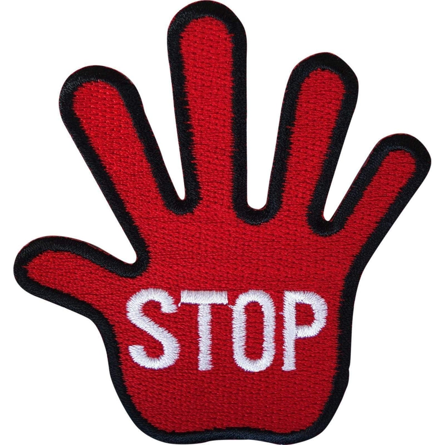 Stop Patch Iron On Sew On Hand Sign Symbol Embroidered Badge Embroidery Applique