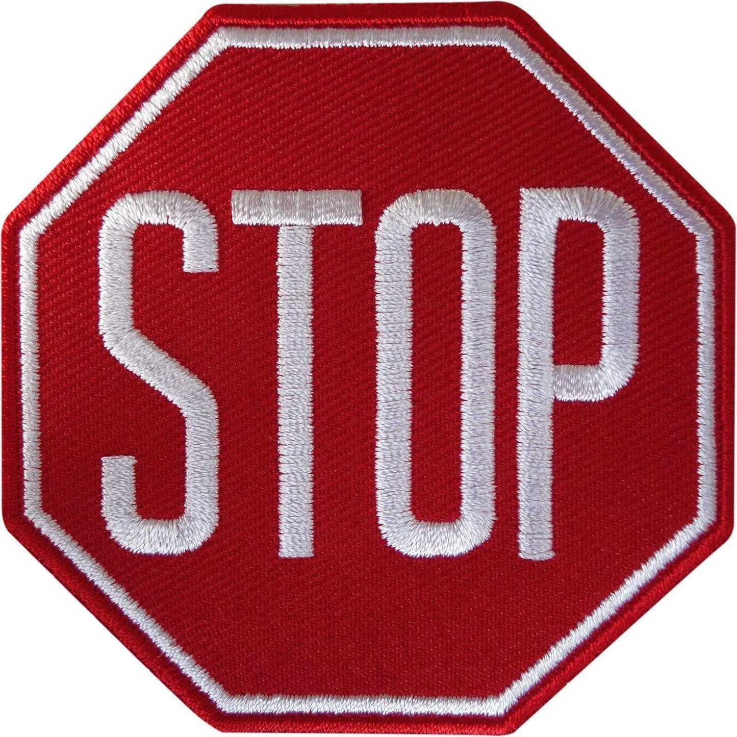 Stop Sign Patch Iron On Sew On Road Safety Embroidered Badge Embroidery Applique