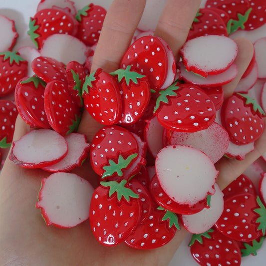 Strawberry Flat Back Buttons Embellishments for Cards Crafts Hair Head Band Clip