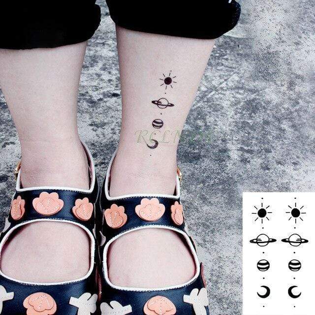 Sun Planets Moon Temporary Tattoo Stickers Removable Stick On Transfers Flash Fake Tattoos Sheet