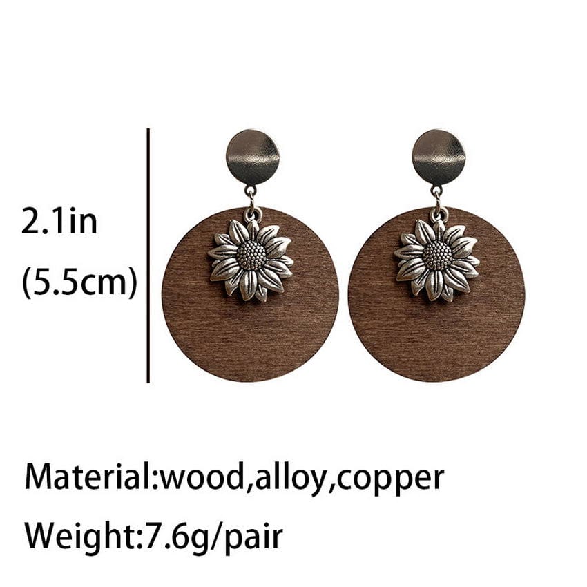 Sunflower Wood Stud Earrings