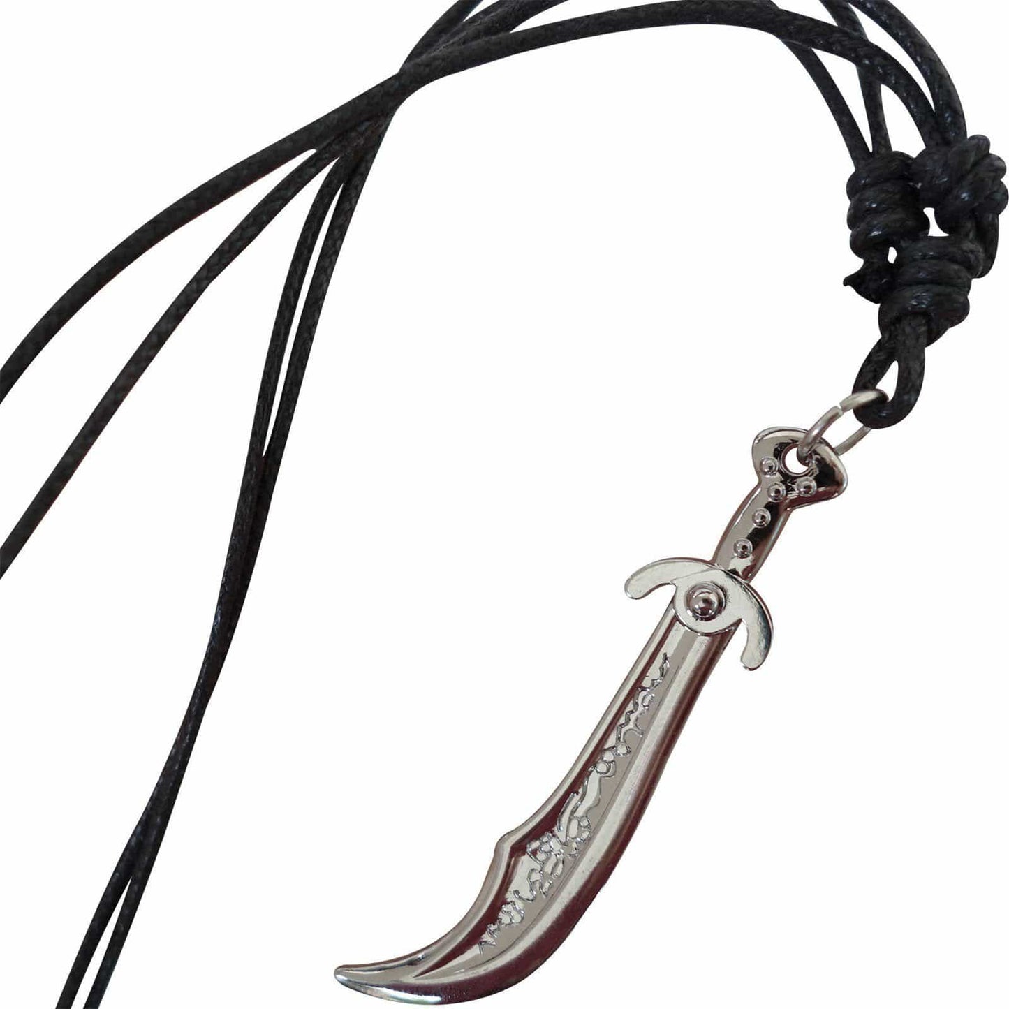 Sword Pendant Black Cord Necklace Chain Mens Boys Kid Mans Silver Tone Jewellery