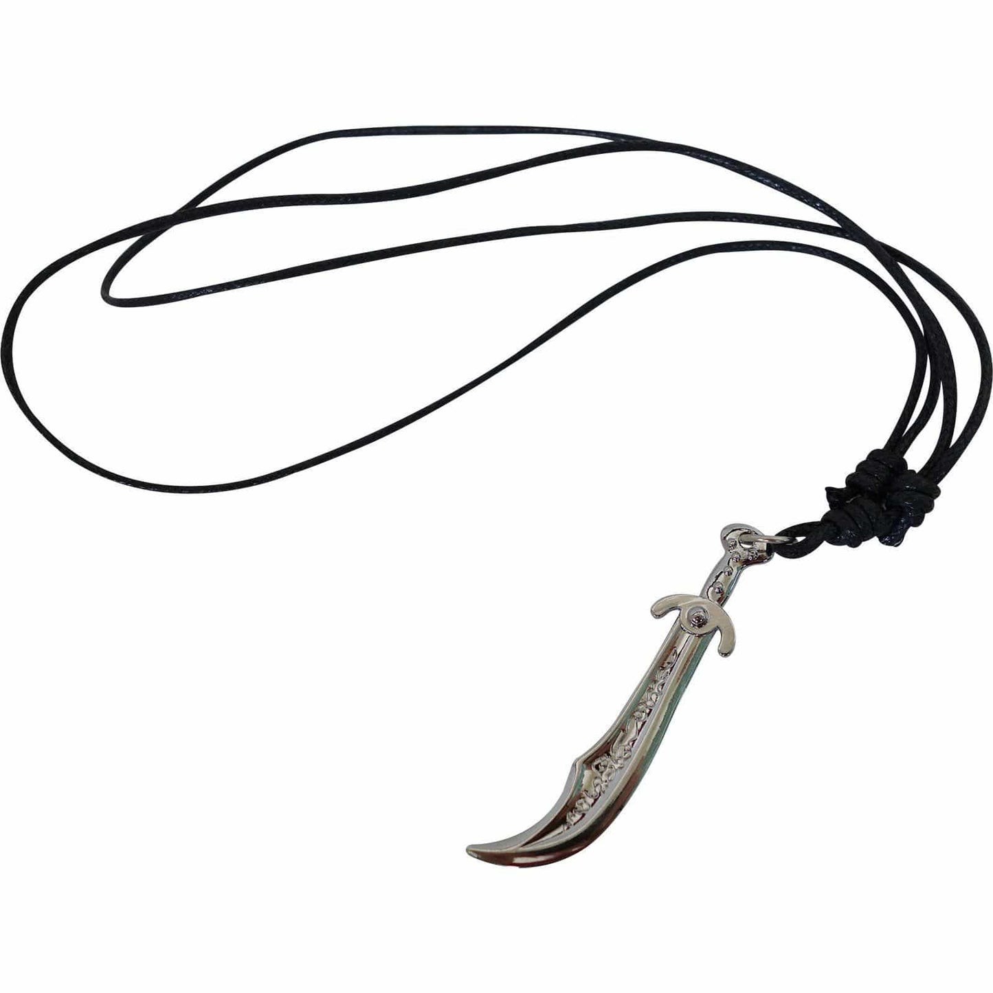 Sword Pendant Black Cord Necklace Chain Mens Boys Kid Mans Silver Tone Jewellery