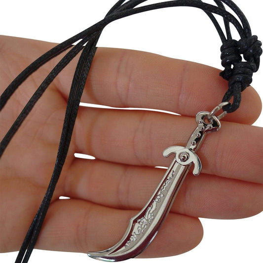 Sword Pendant Black Cord Necklace Chain Mens Boys Kid Mans Silver Tone Jewellery