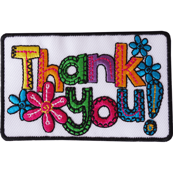 Thank You Patch Iron Sew On Embroidered Badge Flowers Embroidery Crafts Applique