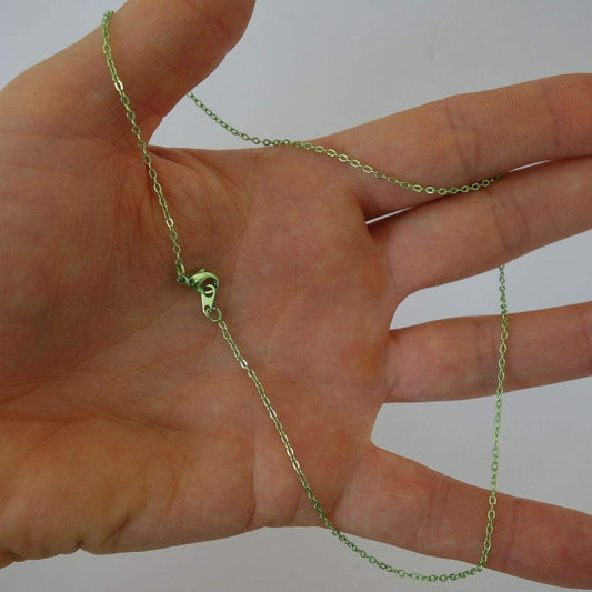 Thin Green Steel Chain Metal Necklace Mens Ladies Girls Boys Childrens Jewellery