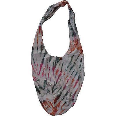 Tie Dye Grey Boho Sling Handbag Purse Travel Beach Holiday Foldable Pouch Bag