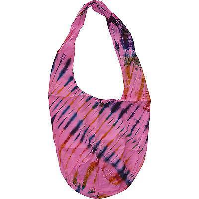 Tie Dye Pink Hobo Hippie Sling Handbag Purse Womens Ladies Girl Kid Shoulder Bag