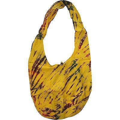 Tie Dye Yellow Boho Sling Handbag Purse Shoulder Cross Body Messenger Bag Pouch