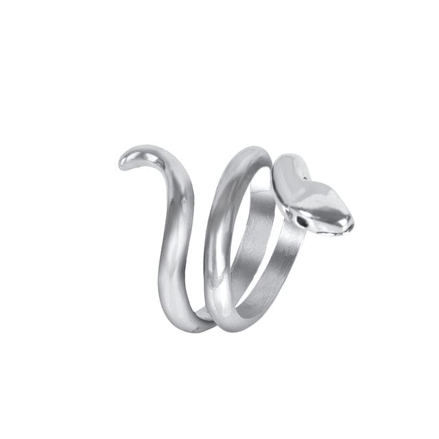 Titanium Steel Silver Snake Ring Resizable