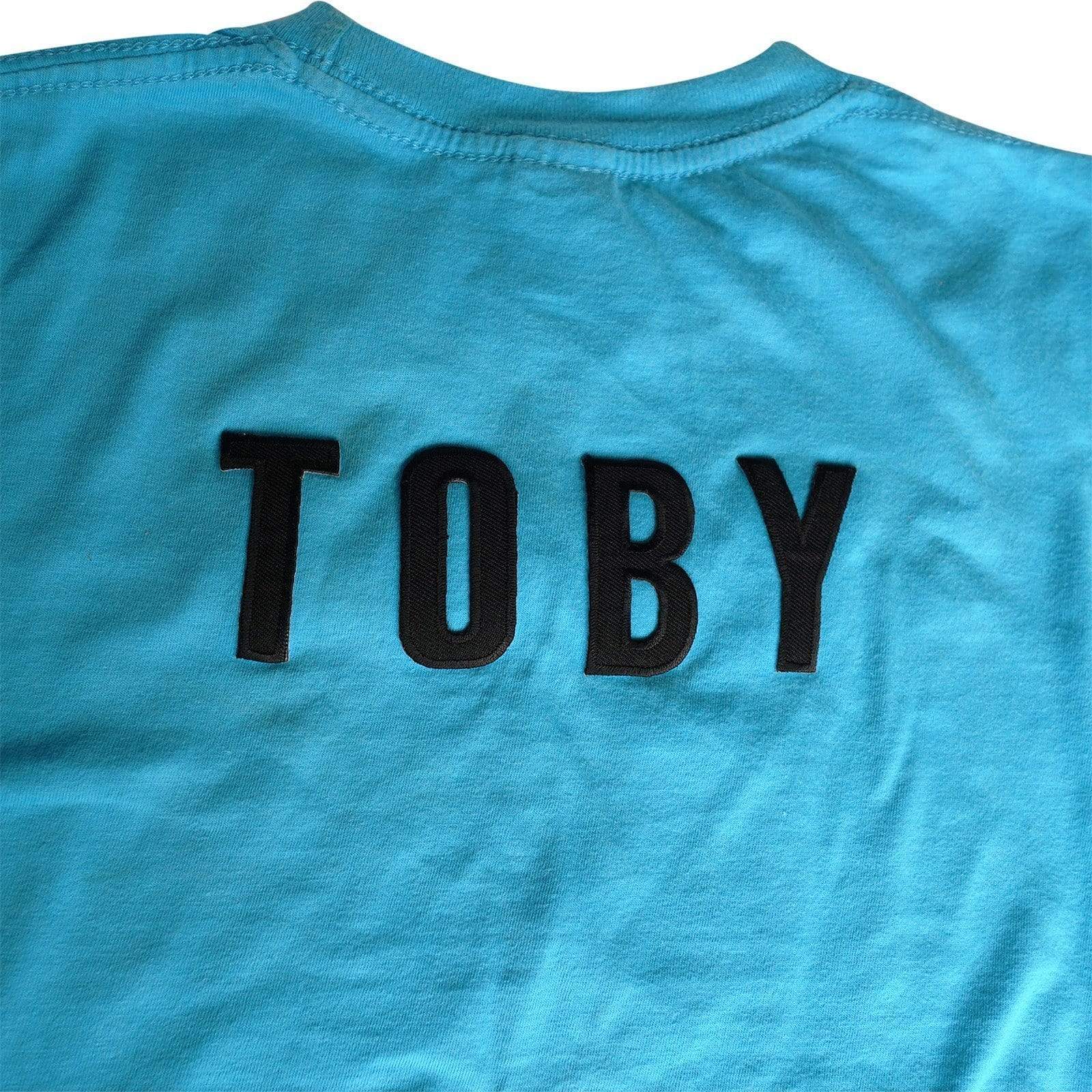 TOBY Name Patch Embroidered Letters Tag Label Badge Iron Sew On Clothes T Shirt
