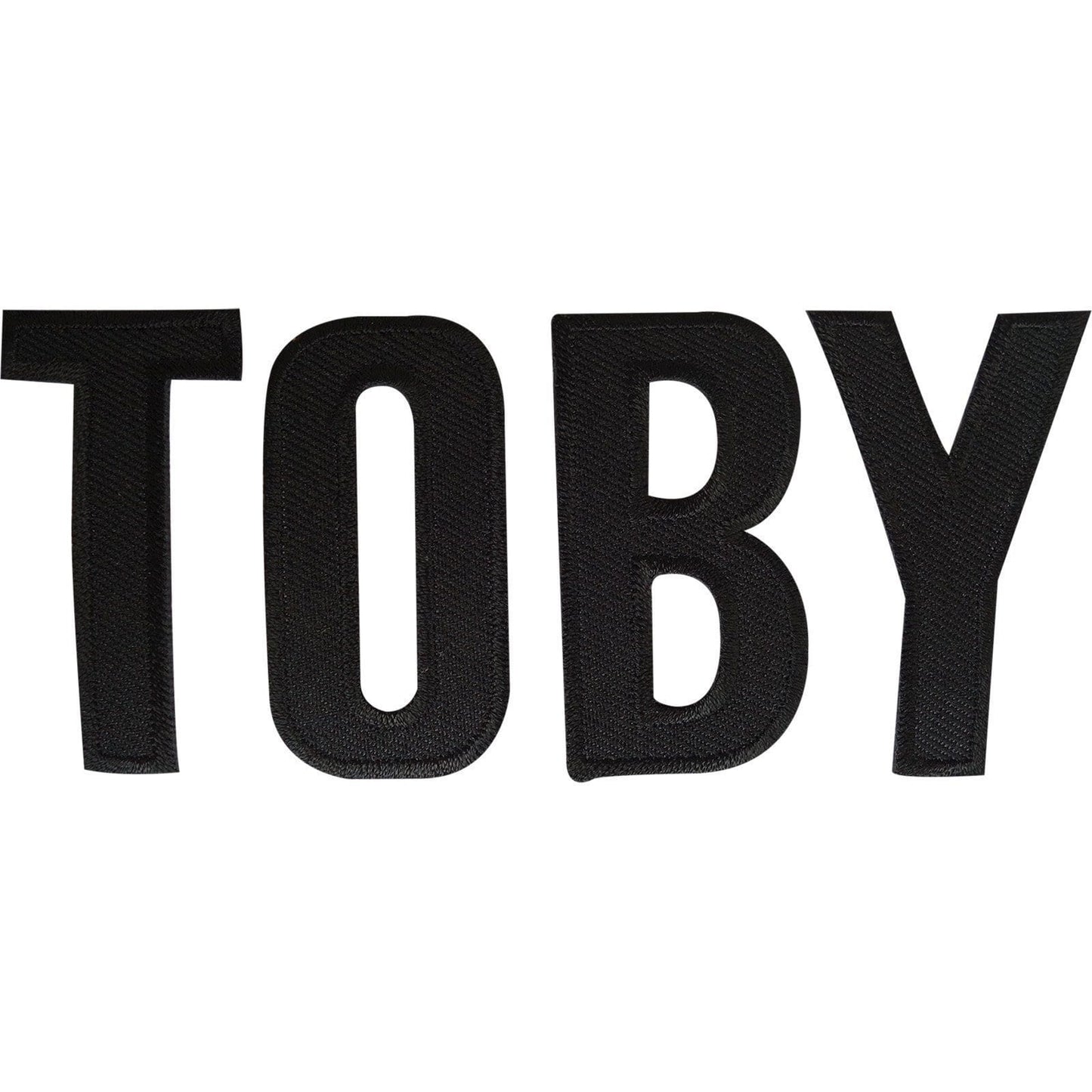 TOBY Name Patch Embroidered Letters Tag Label Badge Iron Sew On Clothes T Shirt
