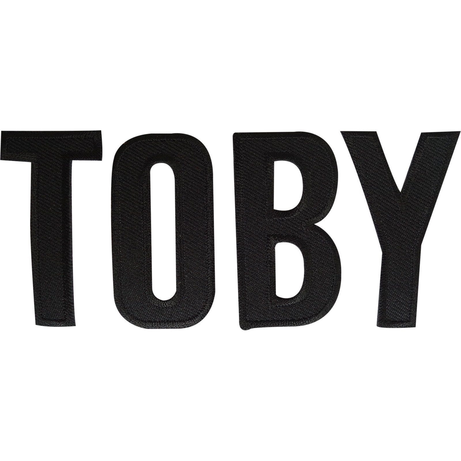 TOBY Name Patch Embroidered Letters Tag Label Badge Iron Sew On Clothe
