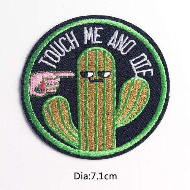 Touch Me and Die Patch Cactus Iron On Patch Sew On Patch Embroidered Badge Embroidery Motif